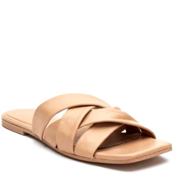 Natural Woven Slide Sandals Matisse Leather Pressure Size 7M Neutral Comfort - Picture 7 of 14